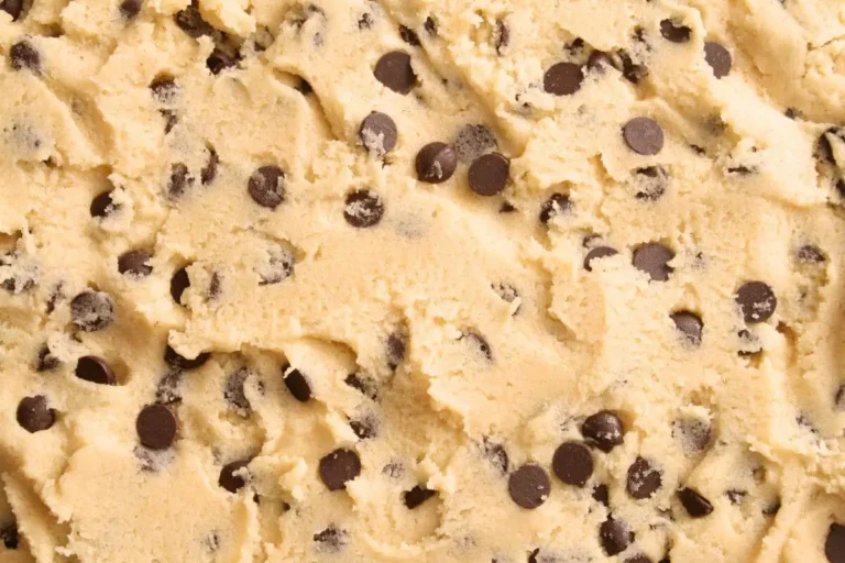 Chocolate chip cookie dough ready for baking