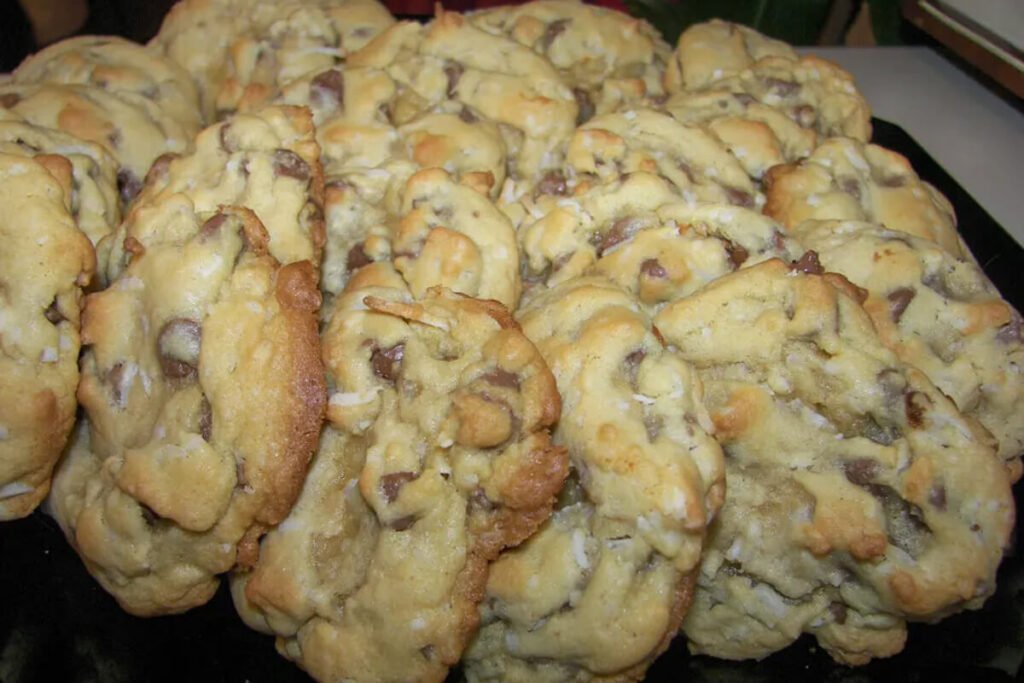 A batch of Almond Joy cookies on a plate