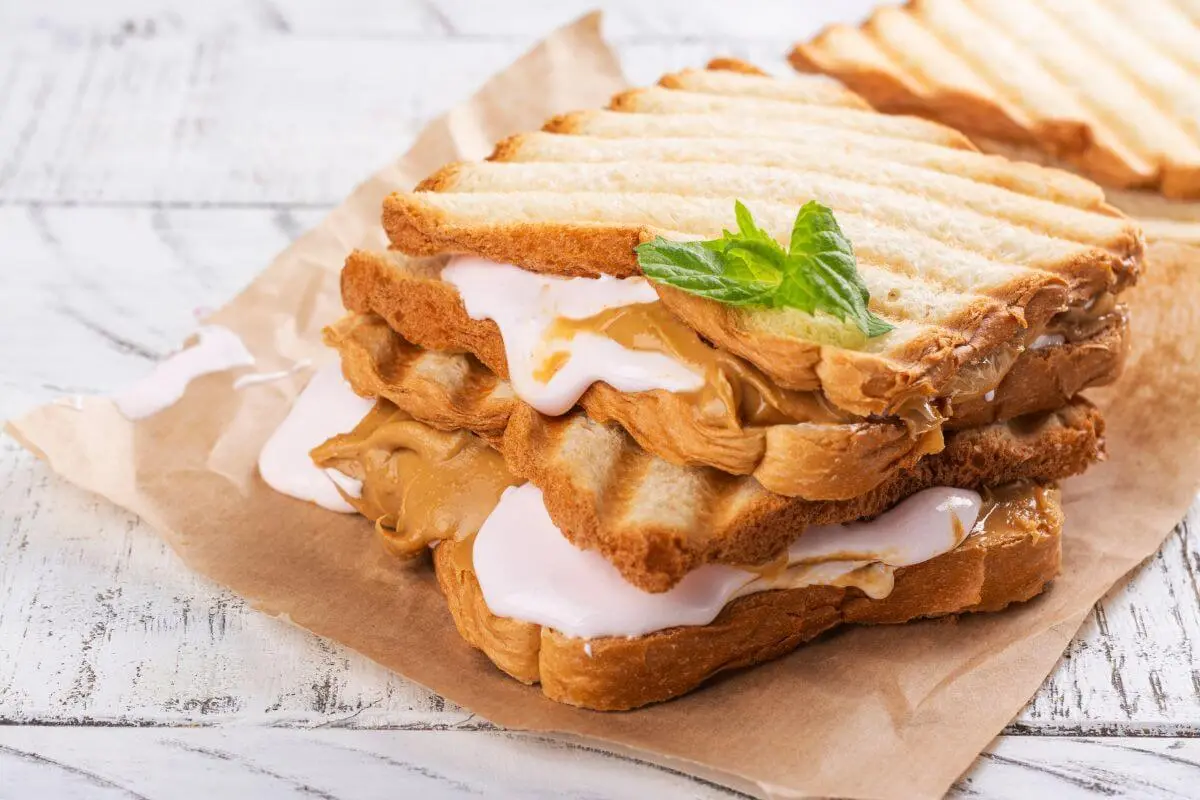 Fluffernutter sandwich with peanut butter and marshmallow fluff