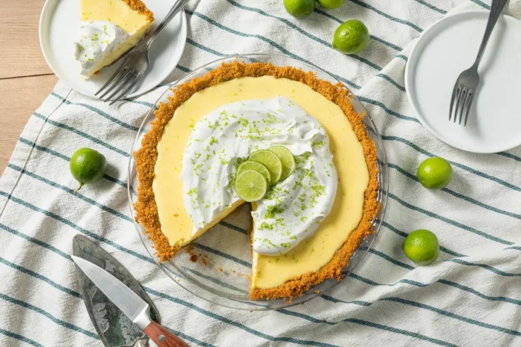 Key lime pie with whipped topping and zest