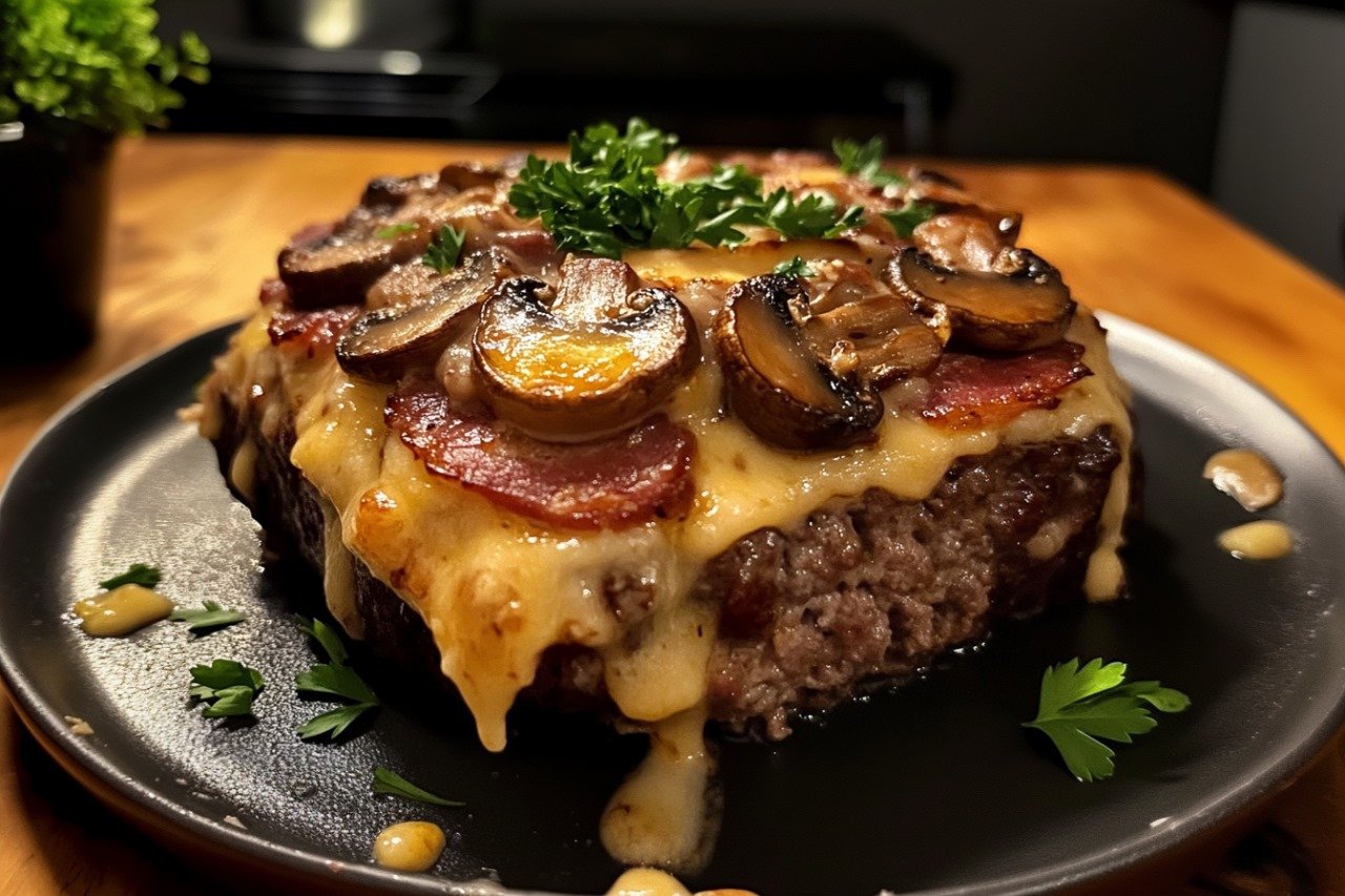 bacon mushroom swiss meatloaf