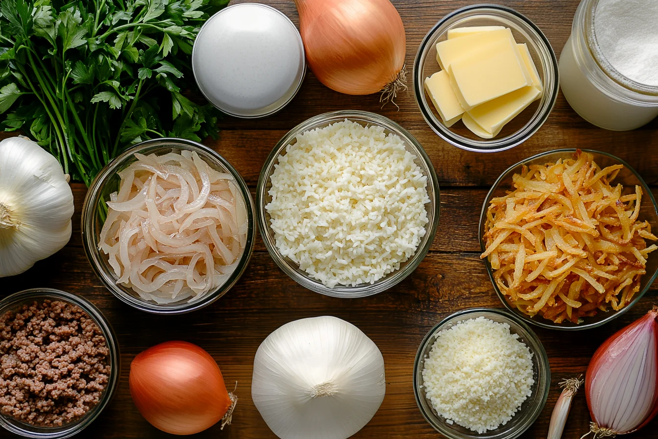 French Onion Ground Beef and Rice Casserole Ingredients