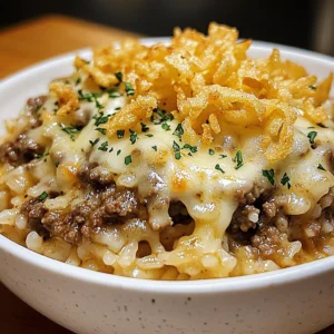 Easy French Onion Ground Beef And Rice Casserole