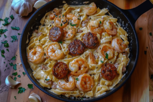 Cajun Shrimp And Sausage Alfredo Pasta