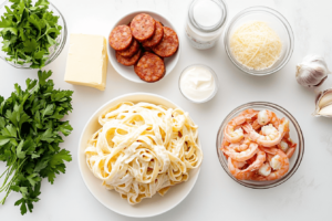 Cajun Shrimp And Sausage Alfredo Pasta Ingredients