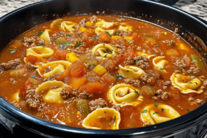 Slow Cooker Tomato Tortellini Soup With Ground Beef