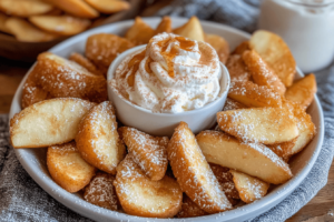 air fried apple wedges with caramel whipped dip