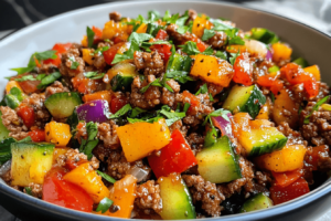 Mediterranean Ground Beef Stir Fry