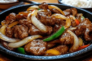 Sizzling Chinese Pepper Steak With Onions