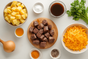 Crockpot Loaded Steak And Potato Bake Ingredients