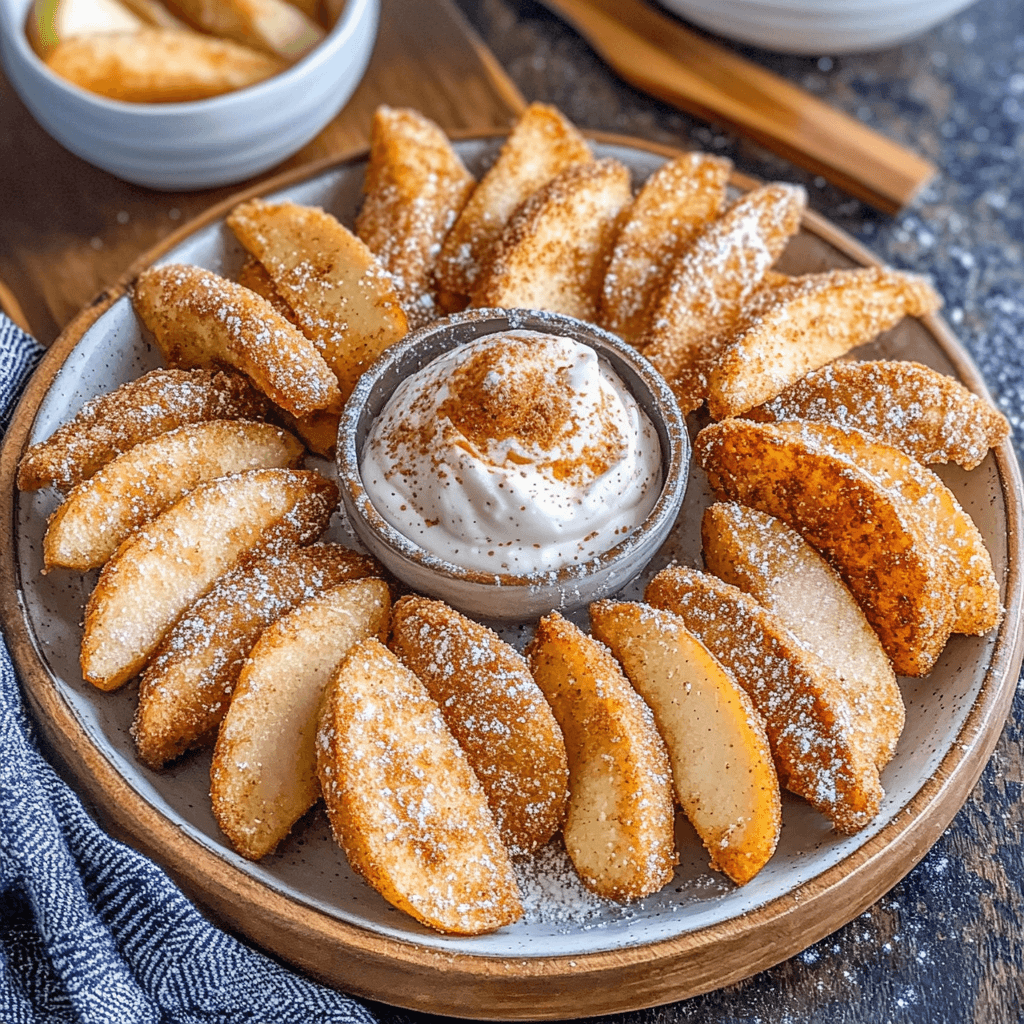 Air Fried Apple Wedges With Caramel Whipped Cream Dipping Sauce Recipe