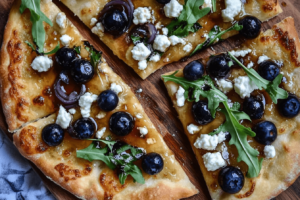 Blueberry Feta & Honey-Caramelized Onion Naan Pizza