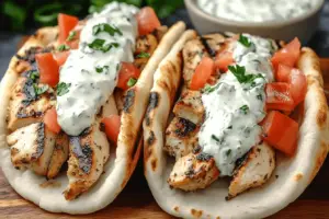 Greek Chicken Gyros With Cucumber Tzatziki