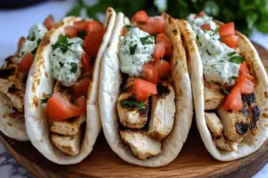 Delicious Greek Chicken Gyros With Cucumber Tzatziki 