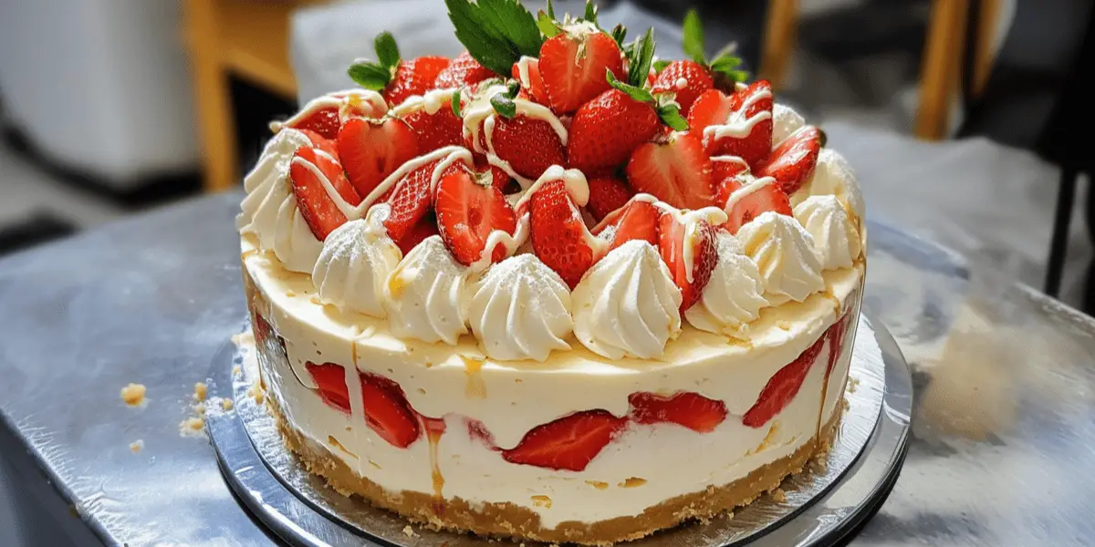 White Chocolate Strawberry Cheesecake Recipe