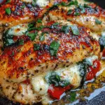 Roasted Red Pepper, Spinach, And Mozzarella Stuffed Chicken Recipe