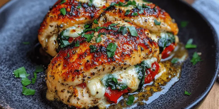 Roasted Red Pepper, Spinach, And Mozzarella Stuffed Chicken Recipe