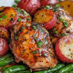 One Pan Honey Garlic Chicken With Red Potatoes And Green Beans Recipe