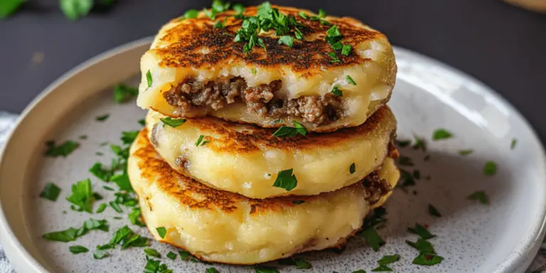Mashed Potato Pancakes With Meat Filling Recipe
