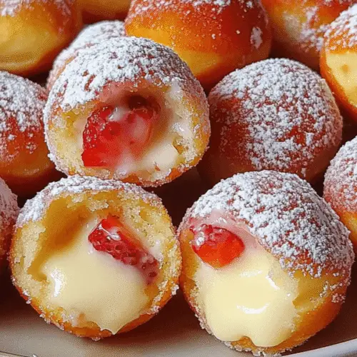 Strawberry Cheesecake Stuffed Donut Holes Recipe