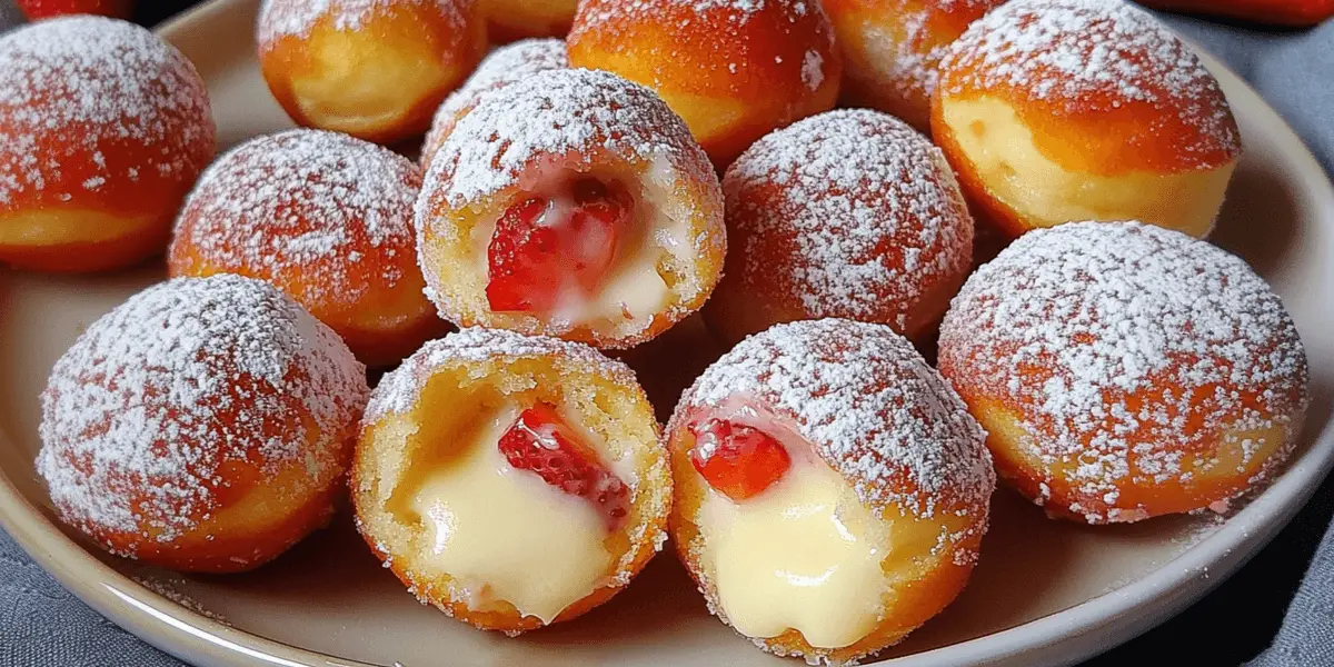 Strawberry Cheesecake Stuffed Donut Holes Recipe