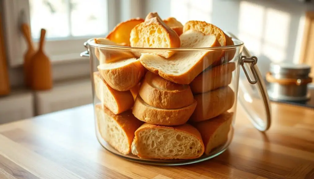 storing leftover garbage bread