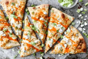 Delicious Buffalo Chicken Naan Pizza