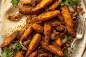 Roasted Carrots And Lentil Salad