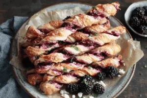 Delicious Blackberry Goat Cheese Puff Pastry Twists