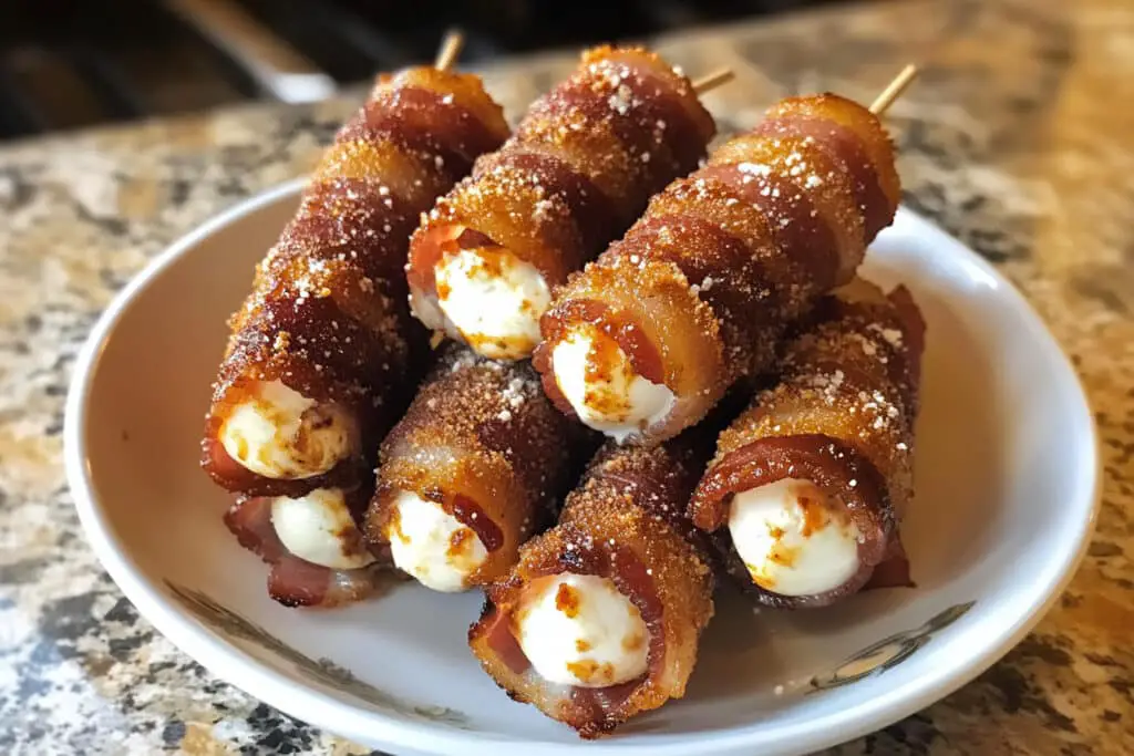 BBQ Bacon-Wrapped Mozzarella Sticks Recipe BBQ Bacon-Wrapped Mozzarella Sticks Recipe