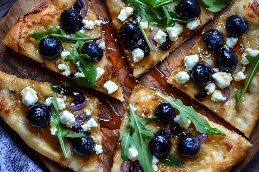 Blueberry Feta & Honey-Caramelized Onion Naan Pizza Recipe Blueberry Feta & Honey-Caramelized Onion Naan Pizza Recipe