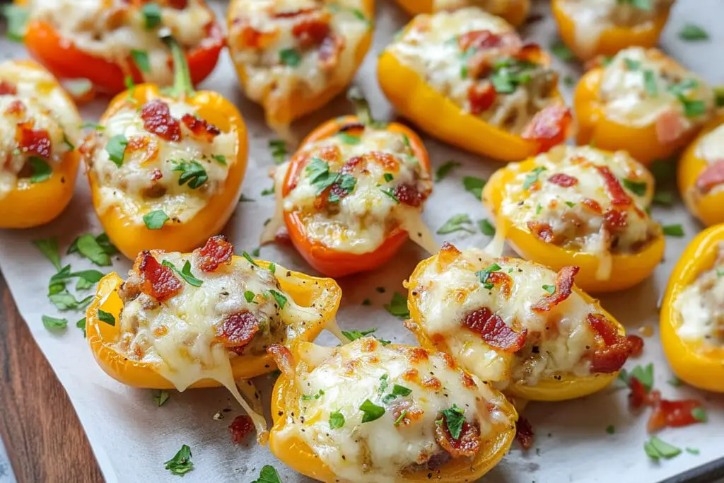 Cheesy Bacon Stuffed Mini Peppers Recipe Cheesy Bacon Stuffed Mini Peppers Recipe