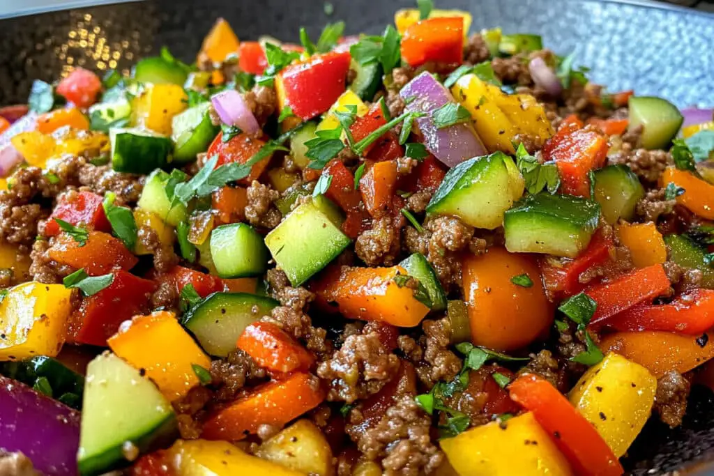 Mediterranean Ground Beef Stir-Fry Recipe Mediterranean Ground Beef Stir-Fry Recipe