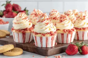 Strawberry Crunch Cupcakes