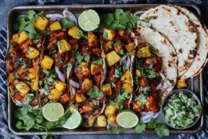 easy recipe for sheet pan chicken tacos