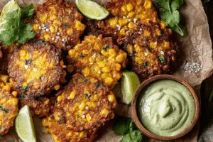 Corn Fritters with Cilantro Lime Yogurt Recipe