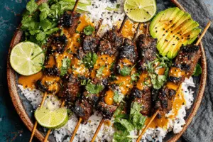 sesame ginger steak skewers