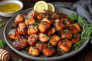 Hot Honey Salmon Bites
