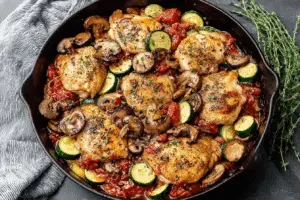 Italian Chicken, Mushrooms And Zucchini Skillet