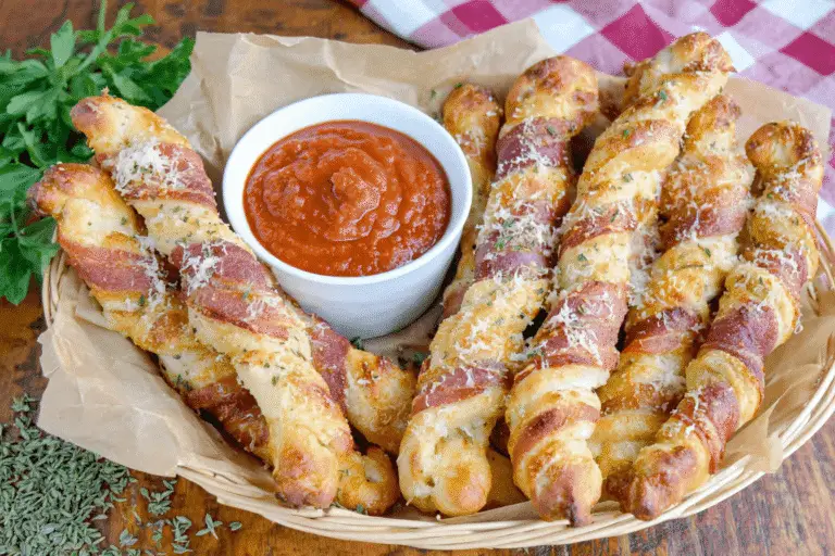 Bacon-Wrapped Cheesy Garlic Breadsticks Recipe