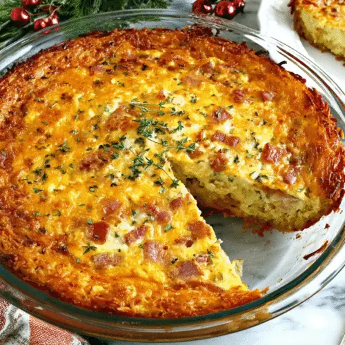 Cheesy Bacon Quiche with Hash Brown Crust Recipe