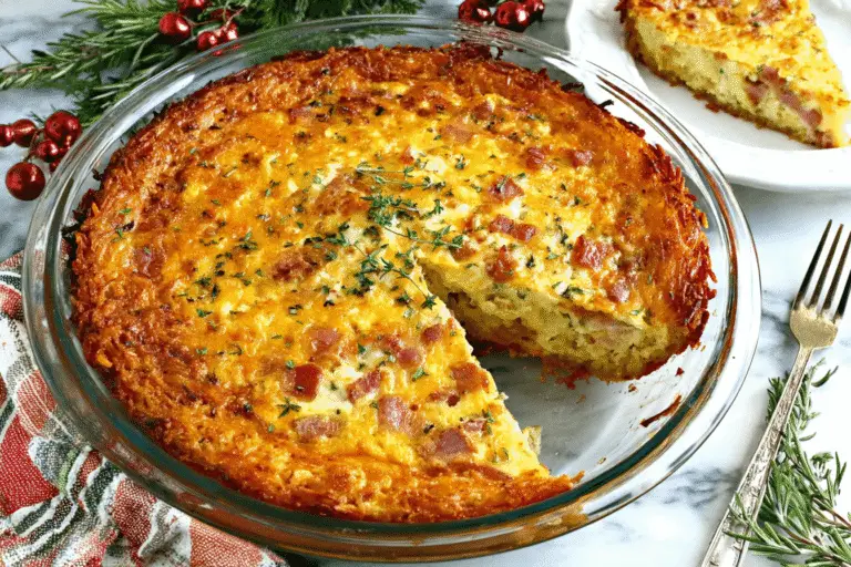 Cheesy Bacon Quiche with Hash Brown Crust Recipe