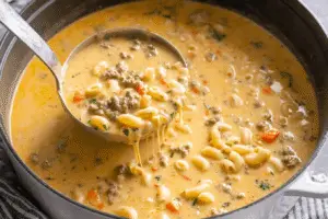 Cheesy Beef Macaroni Soup