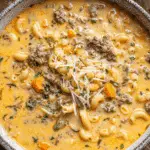 Cheesy Beef Macaroni Soup Recipe