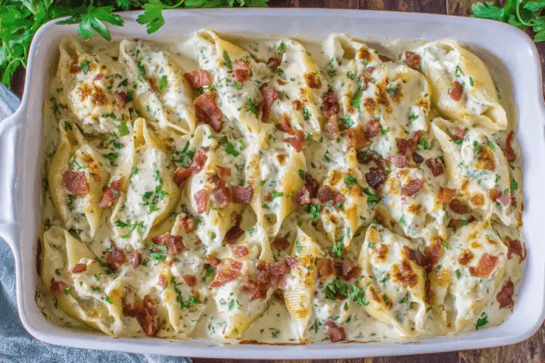Creamy Chicken and Bacon Stuffed Shells Recipe