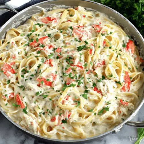 Creamy Crab Fettuccine Alfredo Recipe
