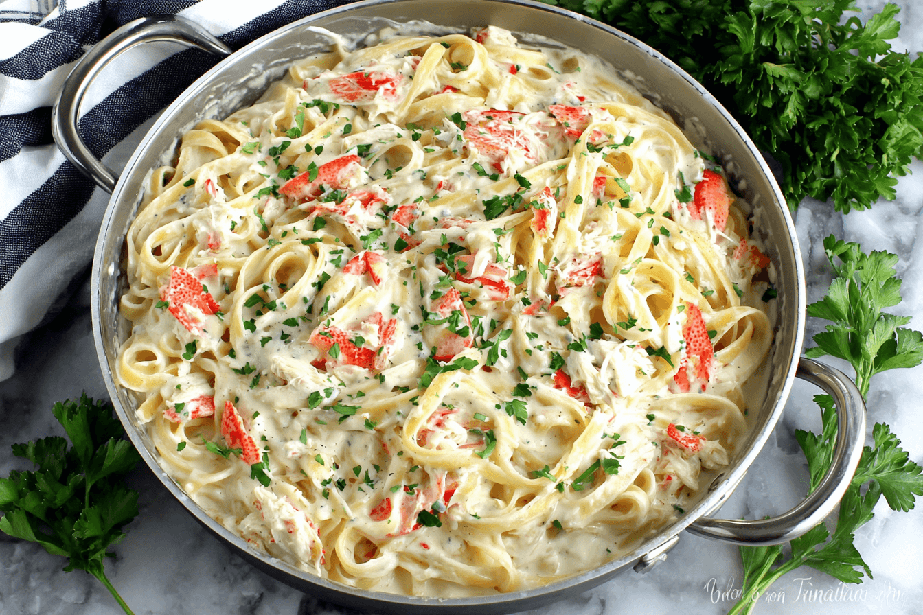 Creamy Crab Fettuccine Alfredo Recipe
