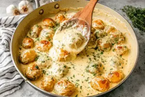 Creamy Garlic Parmesan Baby Potatoes