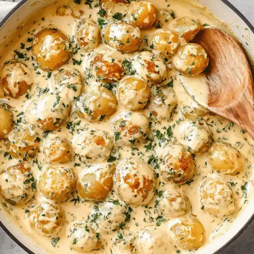 Creamy Garlic Parmesan Baby Potatoes Recipe