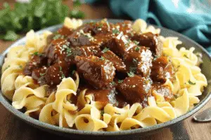 Crockpot Beef Tips And Noodles